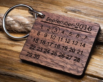 Calendar Keychain With Anniversary Date Personalised Heart Keyring - Foto 7