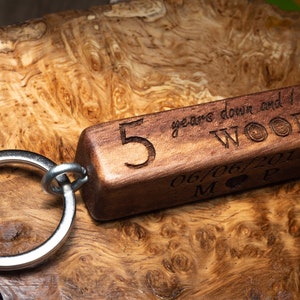 5th Anniversary Keyring Wood Anniversary Keychain wooden anniversary gift