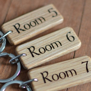 Wooden Hotel Room Key Chains Wooden Room Key Rings Wooden Room Numbers Oak wood