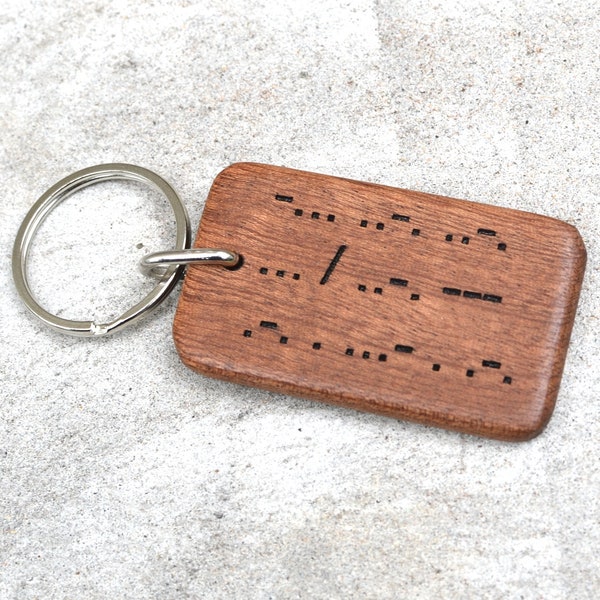 Morse Code Keyring Personalised Morse Code keychain Wooden Keychain
