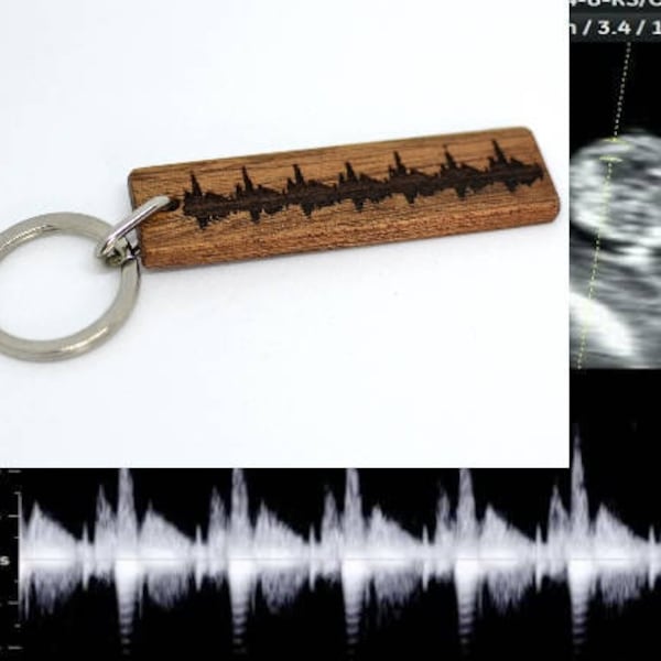 Sound Wave Keychain Wooden Baby Scan Keyring Wooden Keychain Wooden Soundwave Keyring Wooden Heart Beat Key Chain Wooden Ultrasound Key Ring