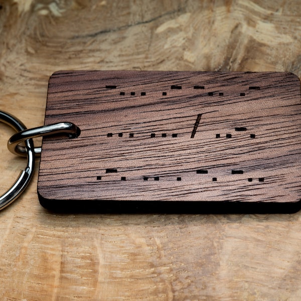 Morse Code Keyring Wooden Personalised Morse Code Keychain Wooden Keychain