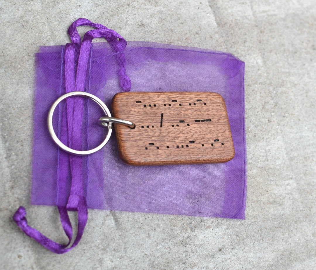 Personalized Morse Code Keychain: Engraved African Mahogany Wooden ...