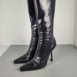 Jimmy Choo Boots. Jimmy Choo Vintage Long Black Leather High Heel Boots Etsy