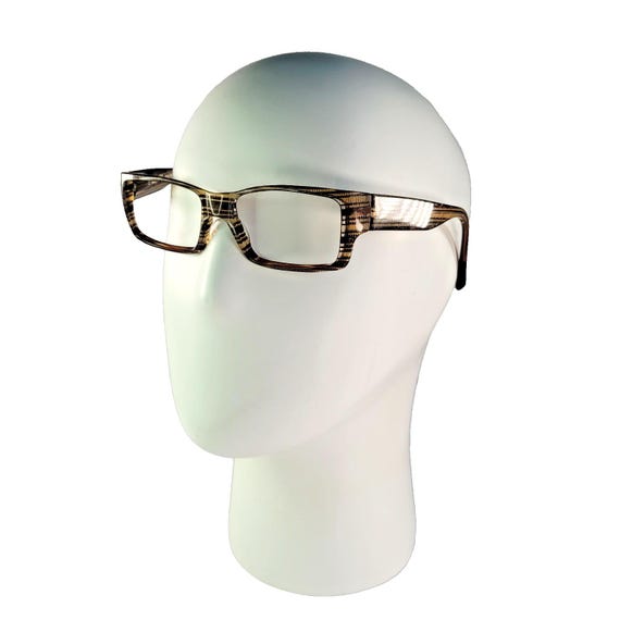 Alain Mikli Rectangular Glasses: Brown Striped Pa… - image 2