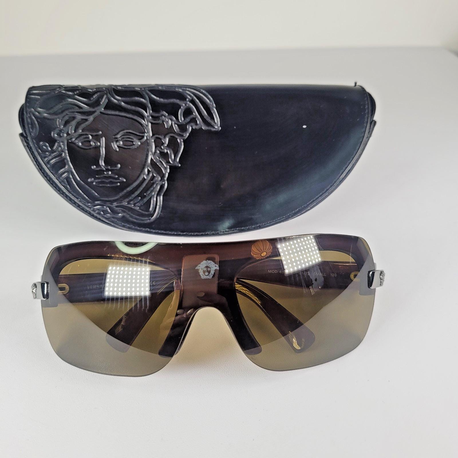 Versace Y2K Shield Sunglasses: Brown Magnetic Lens, Medusa Logo