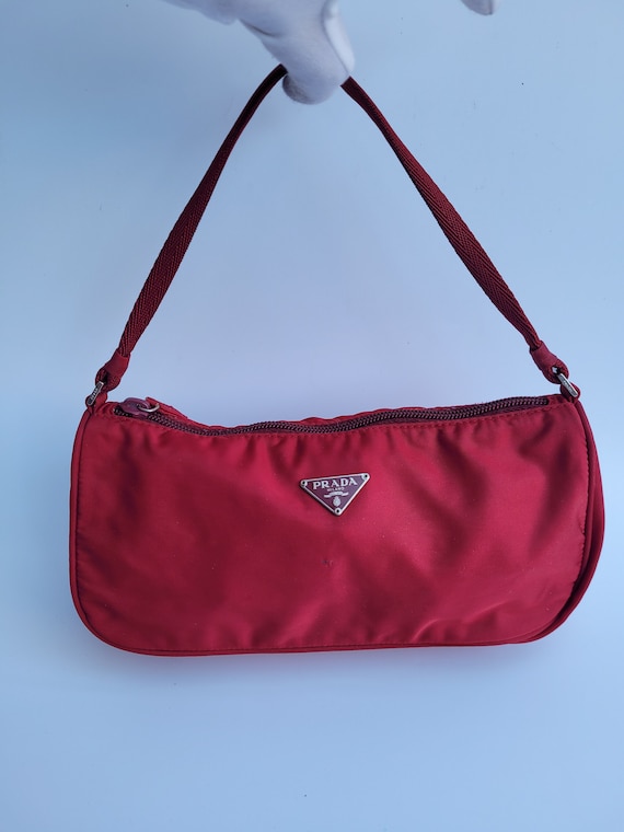 PRADA Bag. Prada Tessuto Vintage Dark Red Berry Red Shoulder - Etsy Denmark