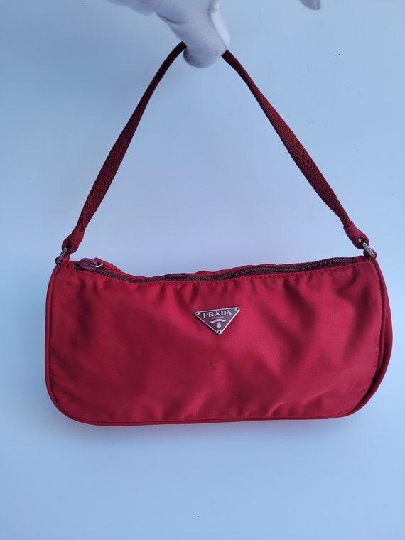 PRADA Bag. Prada Tessuto Vintage Dark Red Berry Red Shoulder - Etsy Denmark