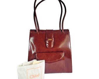 Vintage Chloé Denim & Leather Tote | Y2K Designer Shoulder Bag - Etsy