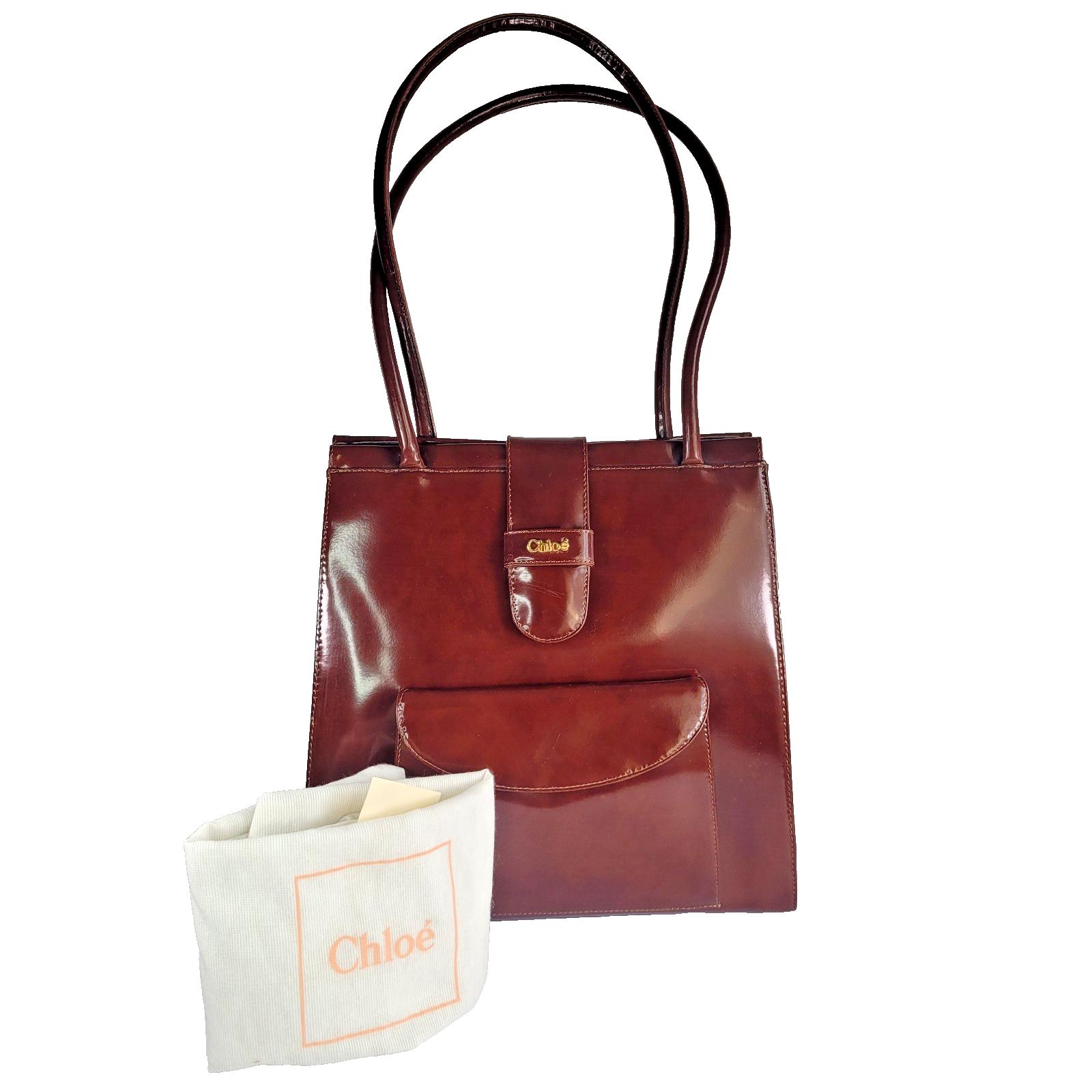 Vintage　Chloe　Bay　Leather　Handbag　Red Chloe Red Leather Bay Two-Pocket Tote and Shoulder Bag