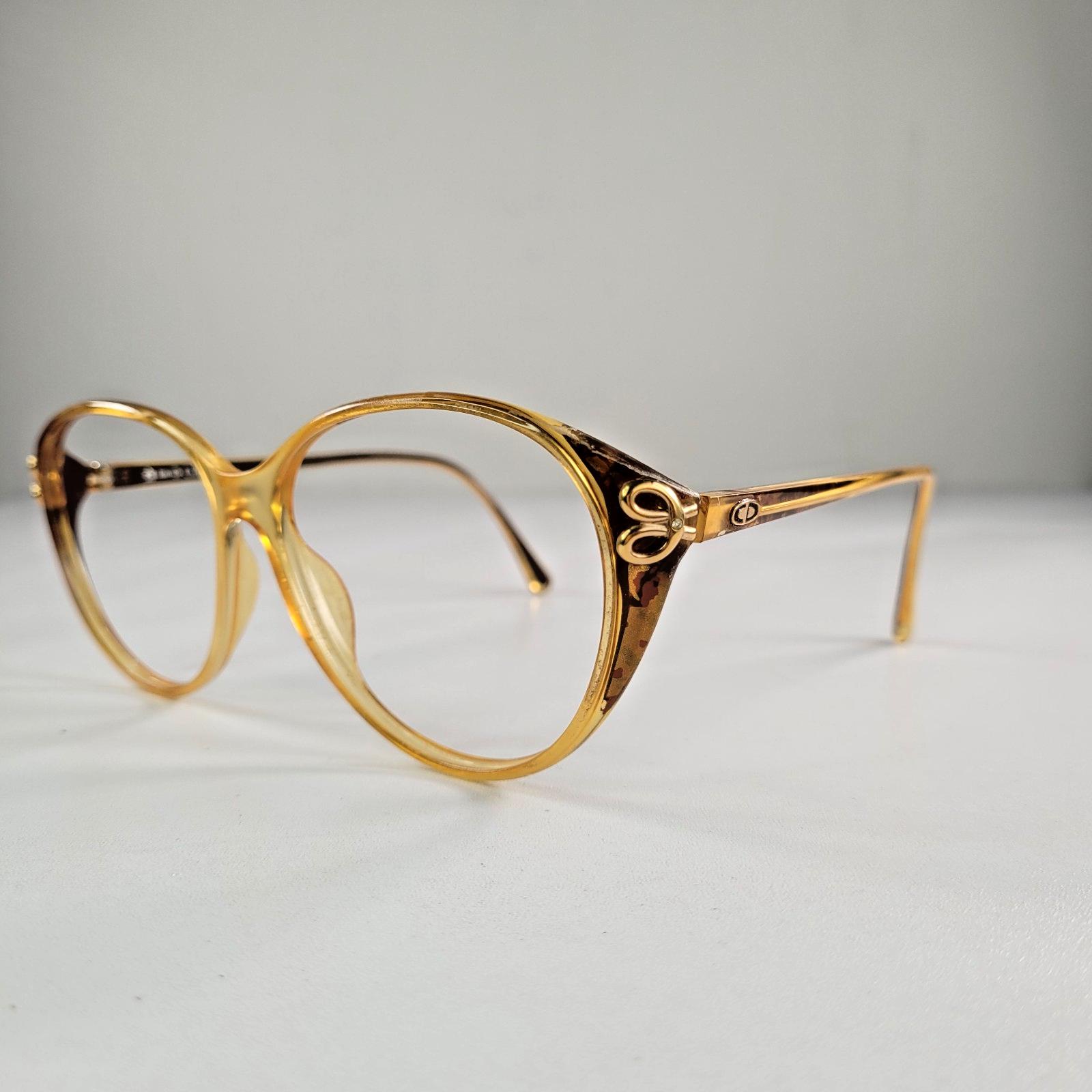 Vintage Christian Dior Amber Tortoise Eyeglasses - Oversized Round 
