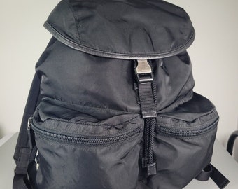 Prada backpack. Vintage Prada Tessuto black nylon shoulder bag