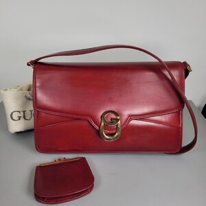 GUCCI Bag. Vintage Gucci Burgundy Leather Shoulder Bag With a Purse. Etsy New Zealand