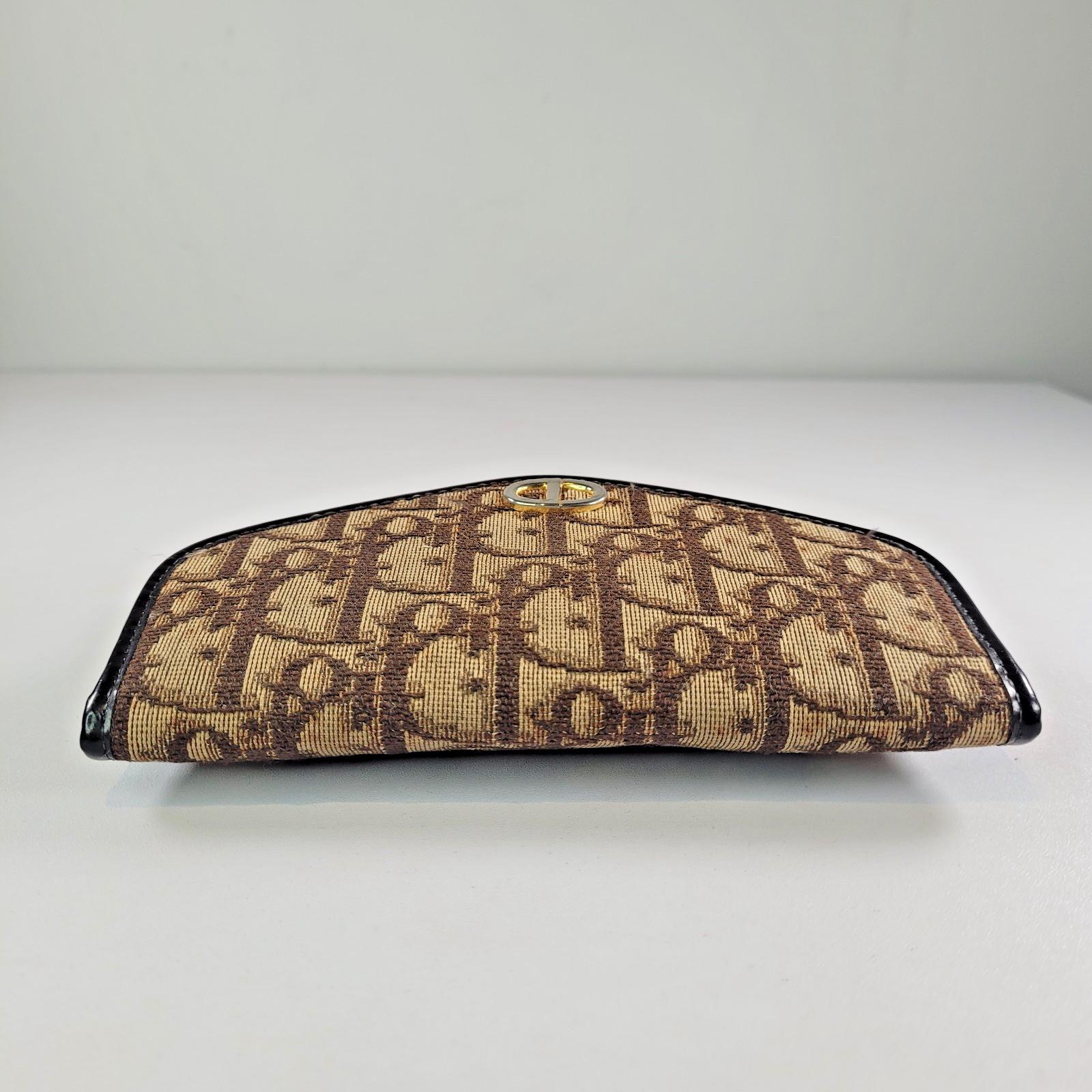 Vintage Christian Dior Monogram Clutch 1970s 1980s Brown Canvas