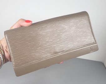 Vintage Louis Vuitton Honfleur Clutch: Grey Epi Leather Designer Bag