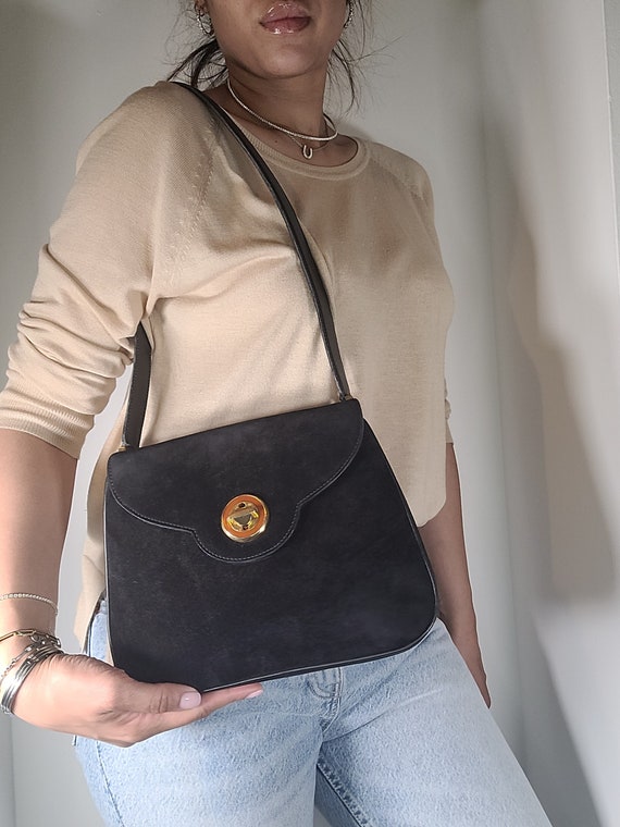 GUCCI Bag. Authentic Gucci Vintage Black Suede and Leather 