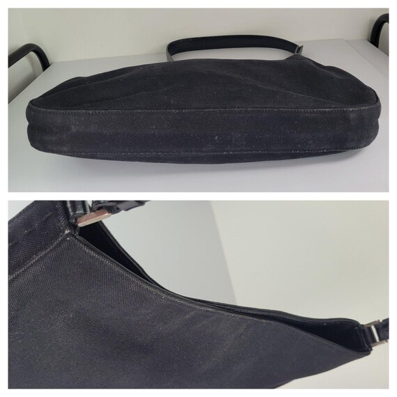 Vintage PRADA 90s Black Canvas Shoulder Bag | Italian
