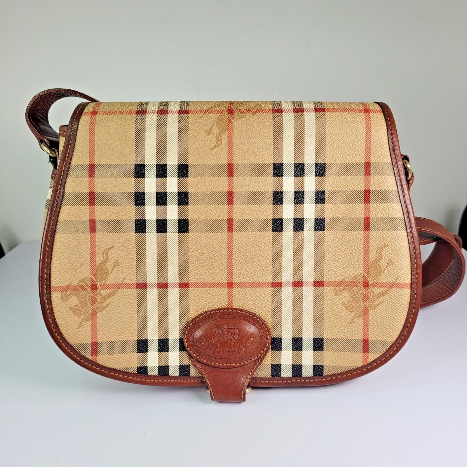 Vintage Burberry Crossbody Bag Burberrys Check Saddle Bag