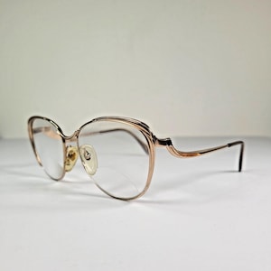 Vintage 80s Cat Eye Glasses Ellebi Bonny Gold Tone Eyeglass Frames Retro Grandma Style 1980s Fashion Eyewear