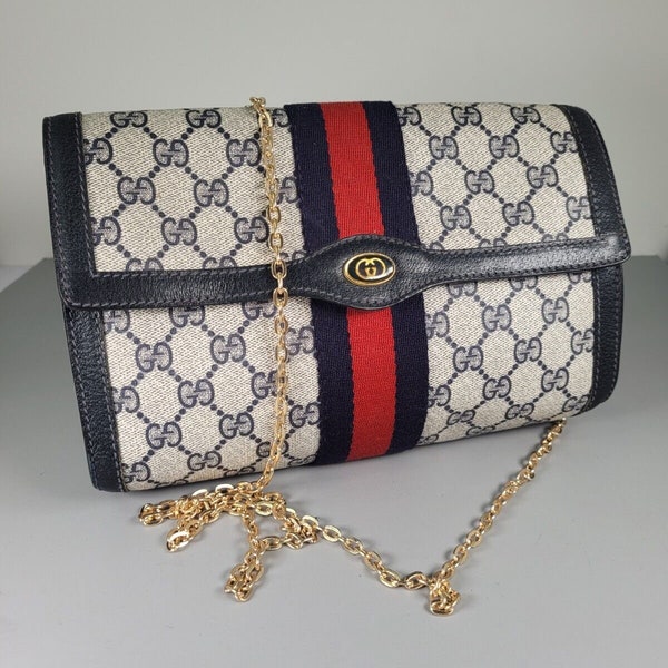 GUCCI Bag. Vintage Gucci Ophidia blue monogram crossbody bag.