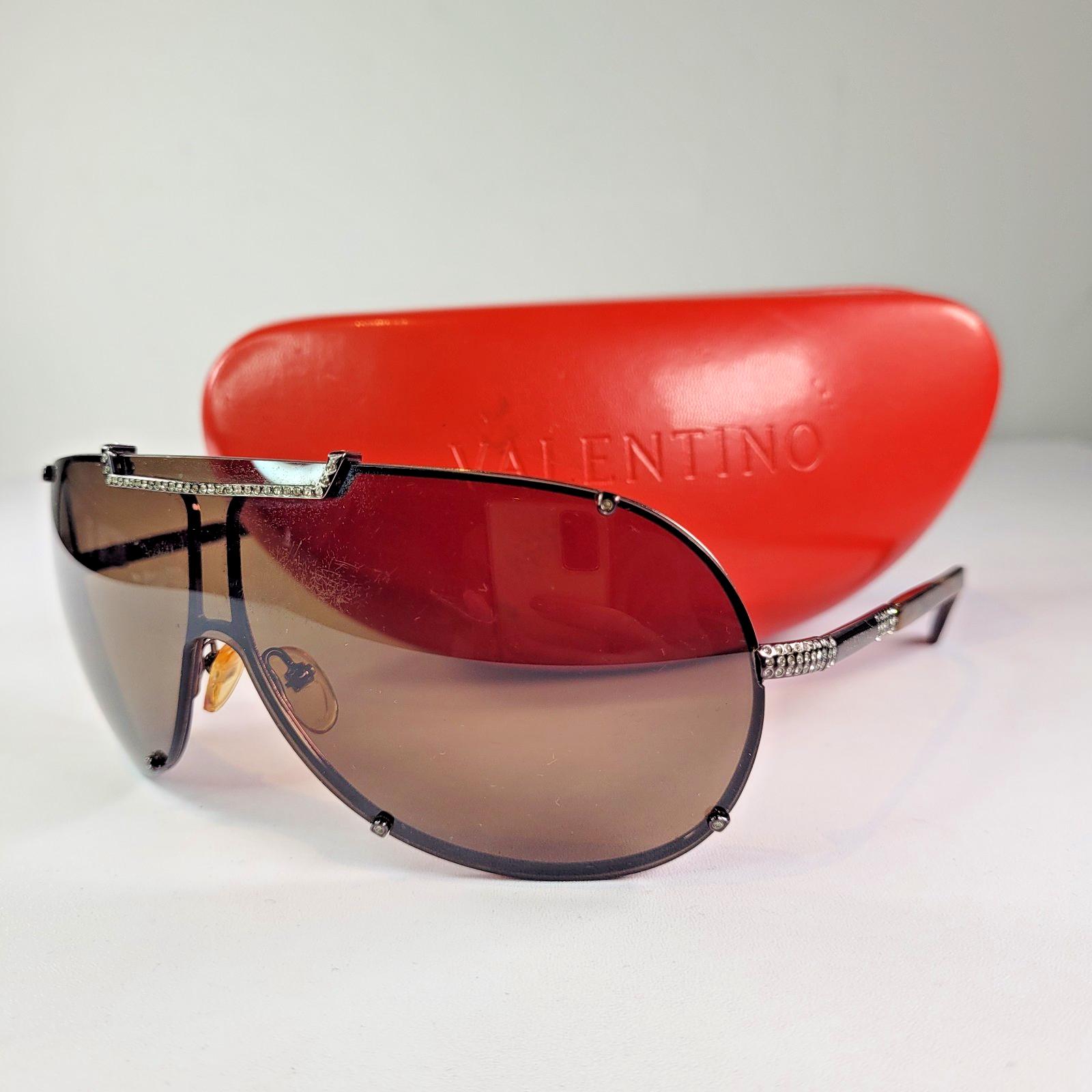 Valentino 5510/S Crystal Detail Shield Sunglasses Brown Gradient