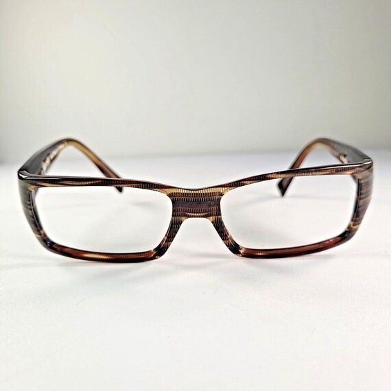 Alain Mikli Rectangular Glasses: Brown Striped Pa… - image 8