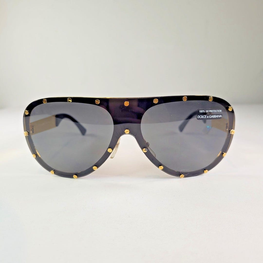 Dolce & Gabbana DG361S 710 Y2K Shield Sunglasses Gold Black 130 - Etsy