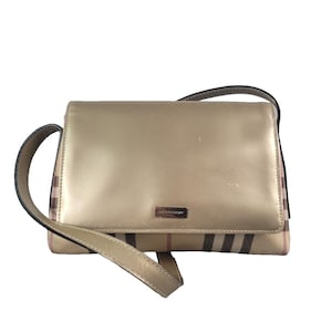 Burberry Vintage Nova Check Shoulder Bag | Beige & Gold | Y2K Designer Handbag