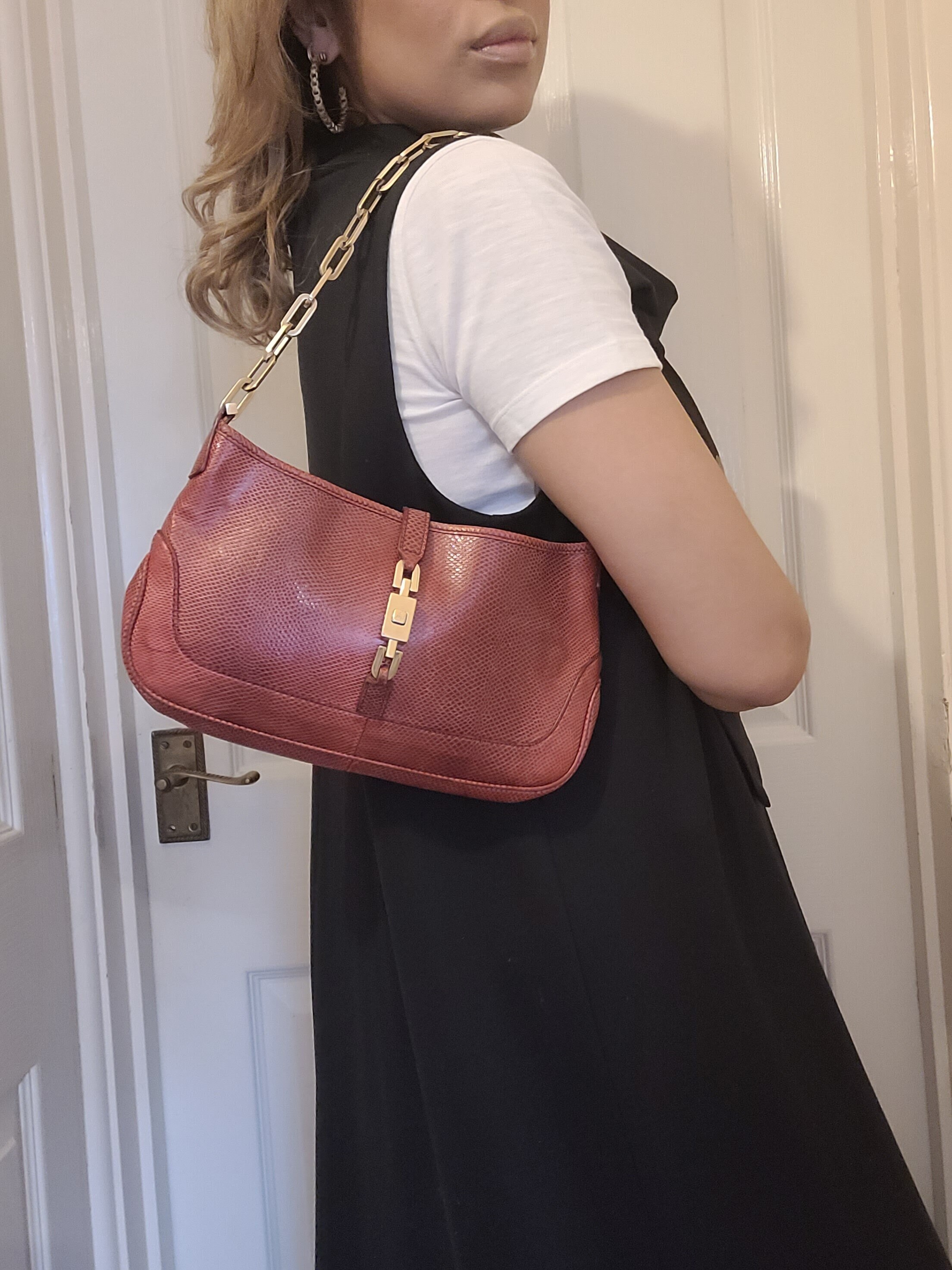 GUCCI Bag. Vintage Gucci Jackie 1961 Dark Red Leather Shoulder 