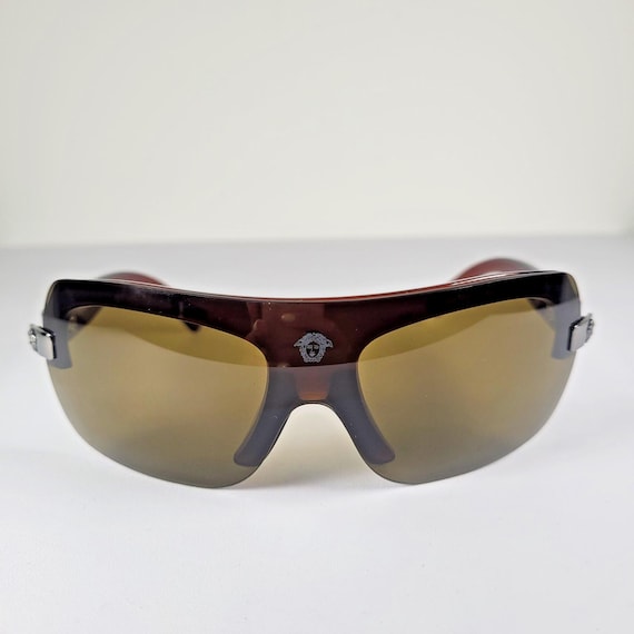 Versace Y2K Shield Sunglasses: Brown Magnetic Lens, Medusa