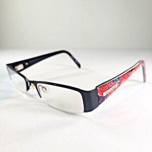 Vintage Red or Dead Eyeglasses Frame Y2K Graphic Temples Rectangular 2000s Glasses Frame Retro Indie Style