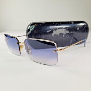 Vintage Gucci Y2K Sunglasses GG1653/S Gold Rimless Blue Gradient