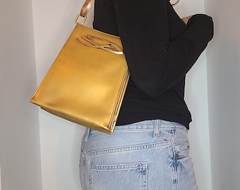 Rare Christian Lacroix Vintage Gold Shoulder Bag | Metallic