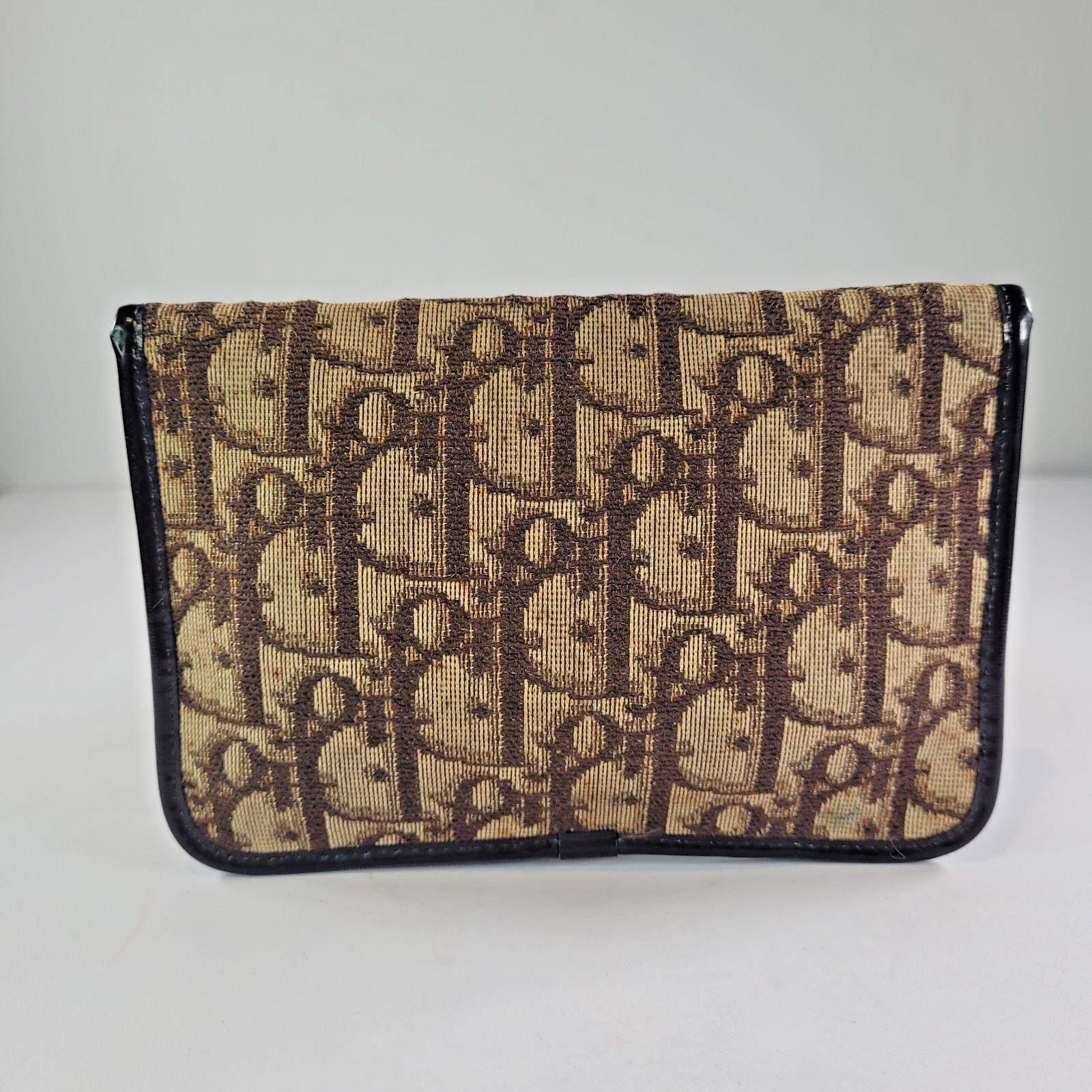 Vintage Christian Dior Monogram Clutch 1970s 1980s Brown Canvas