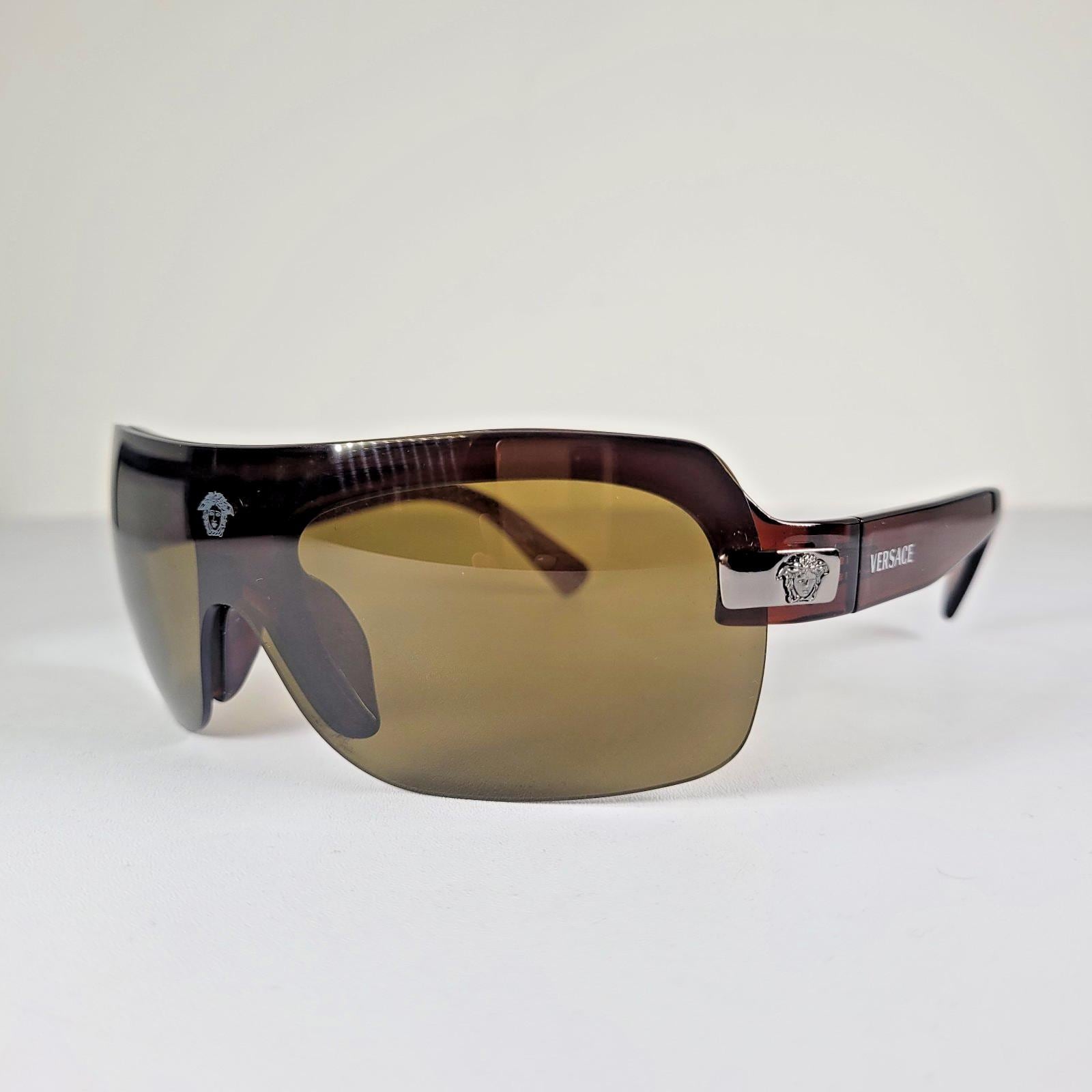 小物 Gianni Versace sunglasses logo y2k brown Versace Y2K Shield