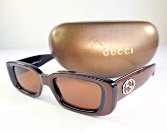 Vintage Y2K Gucci GG2652/S Strass Crystal Logo Shield Sunglasses