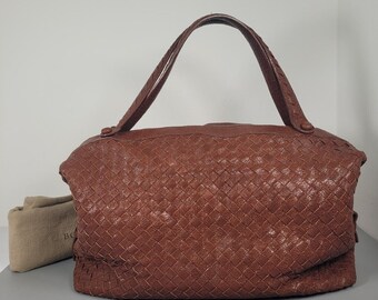 BOTTEGA VENETA Bag. Vintage Bottega Veneta Intrecciato brown leather bag