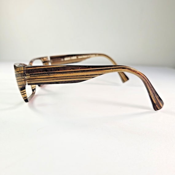 Alain Mikli Rectangular Glasses: Brown Striped Pa… - image 3