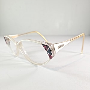 Molyneux 1980s Vintage Eyeglass Frames Clear and Gold Designer Glasses Retro French Eyewear