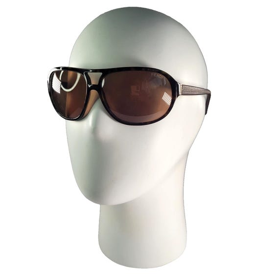 Fendi Y2K Pilot Style Sunglasses Tortoiseshell Frame Brown Lenses
