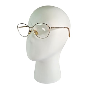 L'AMY Gislane Gold Vintage Eyeglass Frames 54-16-135, Elegant Metal Frames with Enamel Detail, French Designer Glasses