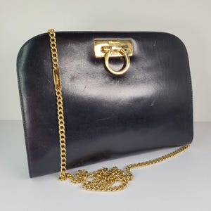 バッグ Vintage Ferragamo Chain Handbag Black s-l400.jpg
