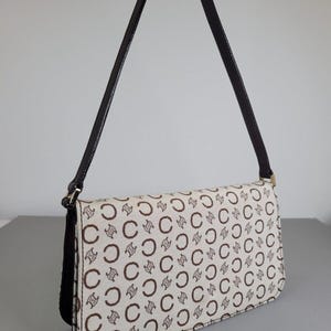 CELINE Vintage Triomphe  Monogram Shoulder Bag | Brown & Cream Designer Handbag | Classic Celine Triomphe Bag | Luxury Gift