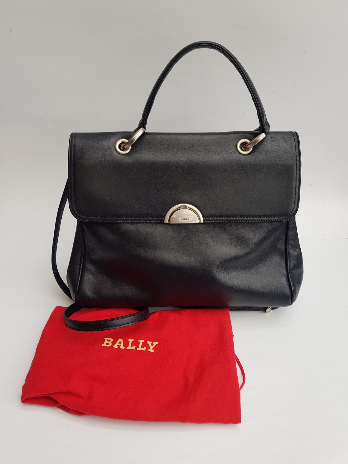 BALLY Bag. Authentic Bally Vintage Black Leather Shoulder Etsy