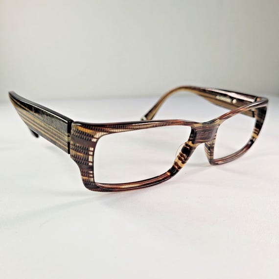 Alain Mikli Rectangular Glasses: Brown Striped Pa… - image 7