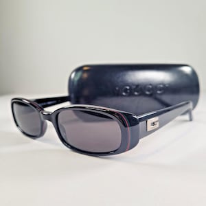 Vintage 90s Gucci GG2452/S Black Oval Sunglasses Designer Eyewear