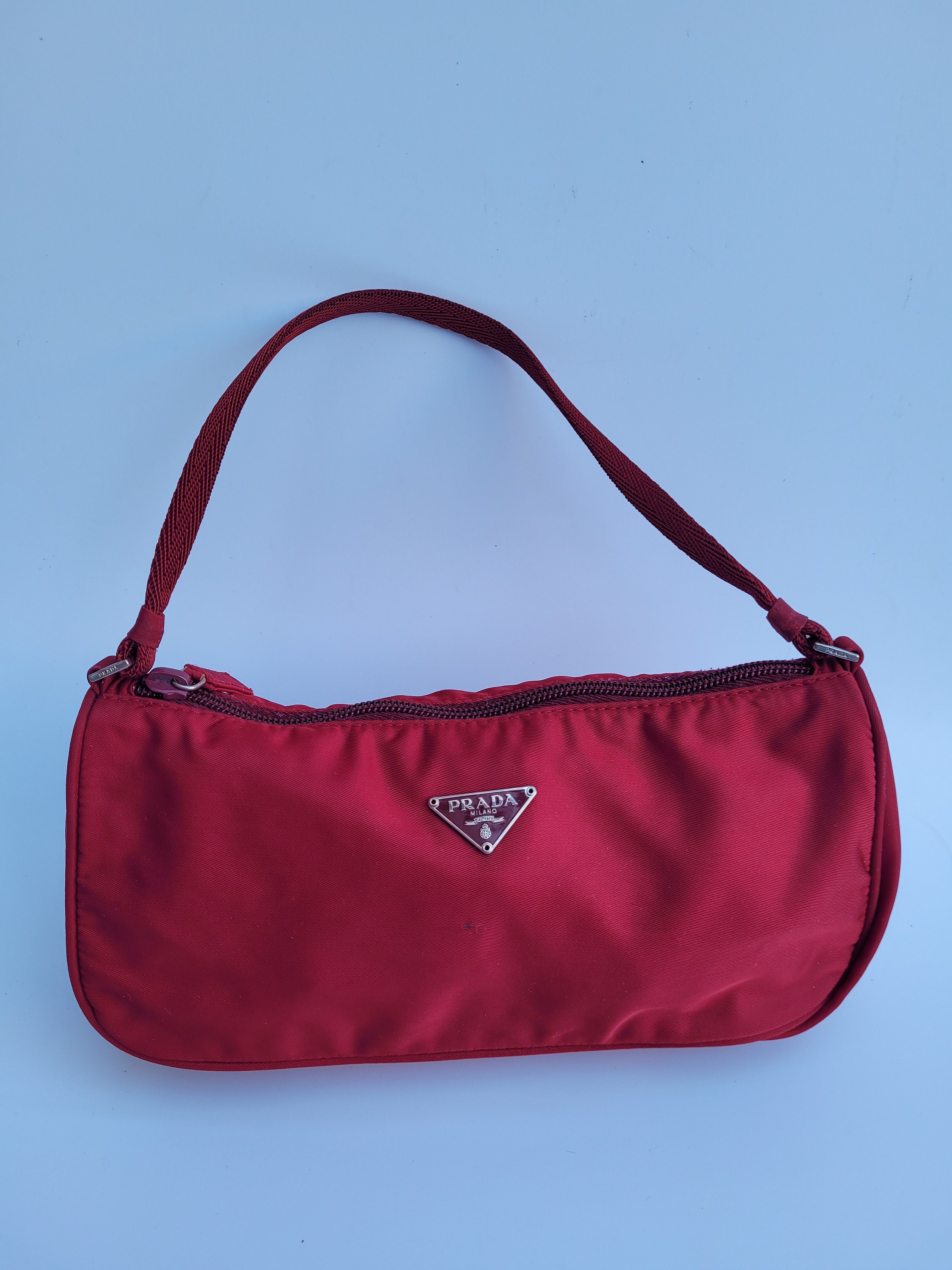 Prada Dark Red Tessuto Nylon Shopper Tote Bag 820pr84