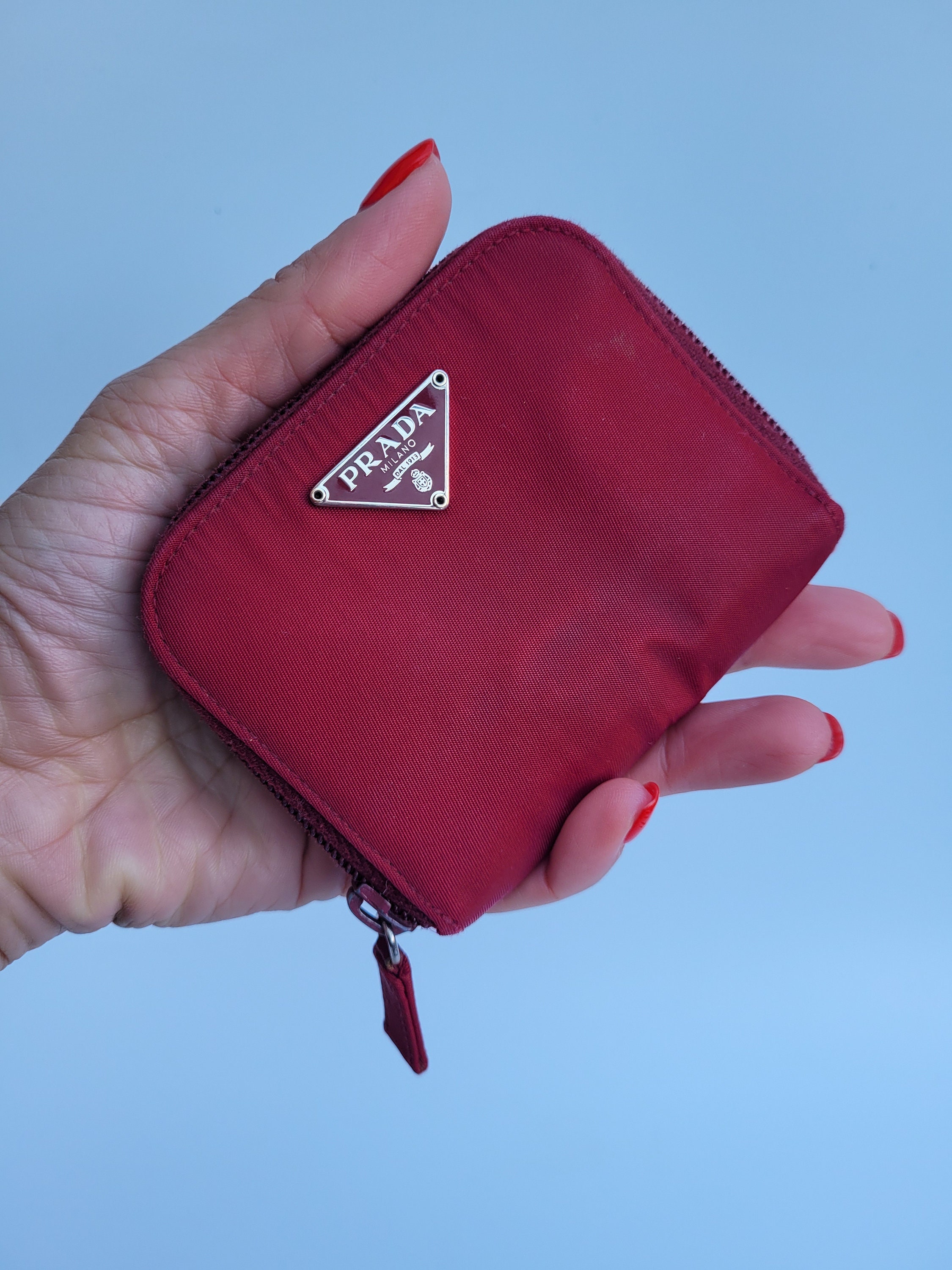 Prada Red Saffiano Small Coin Purse with Shoulder Strap - Prada Canada