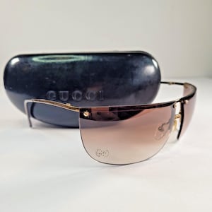 Vintage Y2K Gucci GG2652/S Strass Crystal Logo Shield Sunglasses