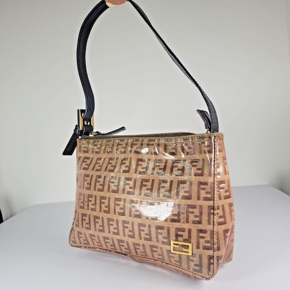 Vintage Fendi Zucchino Canvas Pochette: Y2K Italian Designer Bag